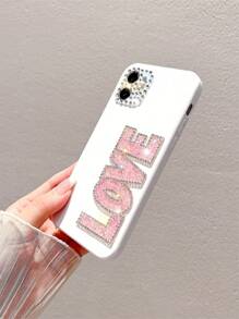 Ốp điện thoại chống rơi đính chữ đá lấp lánh, tương thích với iPhone 15/15Plus/15Pro/15Promax, phiên bản quốc tế, không phải phiên bản nội địa. - Nhiều màu - Xem 2