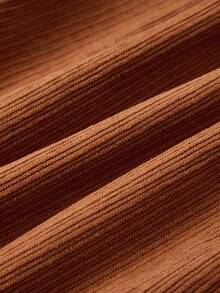 Cozy Pixies 嬰兒女童純色荷葉邊長袖上衣和連體裙套裝 - 棕色 - 查看 6