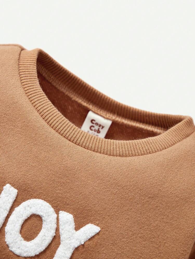 Baby Girl Letter Graphic Sweatshirt & Sweatpants