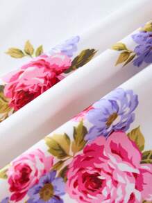 Niñas preadolescentes Top de manga corta de unicolor y mono estampado con flores - Multicolor - Ver 4