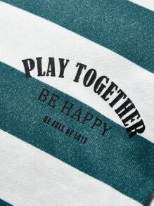 Cozy Pixies Baby Boy Striped Letter Graphic Hoodie & Sweatpants - Black and White - View 7