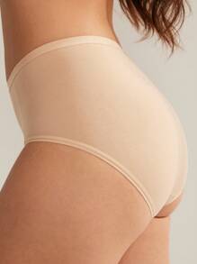 LUVLETTE paquete de 3 bragas básicas de algodón transpirable de tiro alto para mujer - Todo color piel