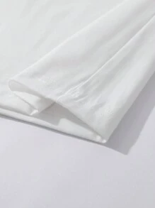 SHEIN EZwear Áo thun nữ in chữ thiên thần Slim Fit Crop Top cho mùa hè, Áo thun nữ cho bé - trắng - Xem 3