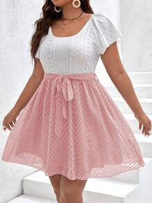 SHEIN Frenchy Đầm Boho trang trí thắt lưng thanh lịch cỡ lớn cho nữ, mùa hè - Hồng - Xem 5