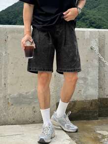 DAZY Men Loose Fit Casual Denim Shorts - Black - View 4