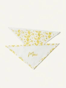 6pcs Newborn Baby Gift Set, Including Cotton Bib, Hat, Hair Accessories