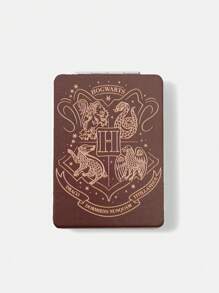 HARRY POTTER X SHEIN Portable Foldable Mirror, Badge Pattern Printing, Gifts,Back To School - Brown - View 3