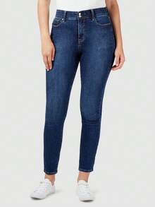 TUMMY TRIMMER SKINNY DENIM STRETCH JEANS - Blue - View 4