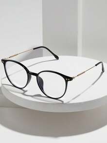 1 Pair TR90 Material Metal Spiral Leg Lightweight & Comfortable Classic Mixed Plastic Metal Decorative Glasses With Glasses Strap (Glasses Strap Included) - Black - View 3