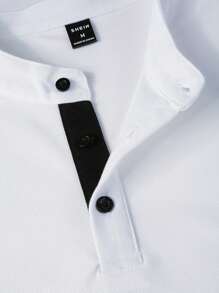 Manfinity Homme Men's Simple Solid Color Short Sleeve Polo Shirt - White - View 3