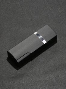 1pc Mini PU Glasses Case In Iron Box, Crush-Resistant, Suitable For Students To Protect Reading Glasses & Myopic Glasses. Brushed Metal Texture Surface, Suitable For Car Storage. - Dark Grey - View 2