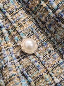 DAZY Business Casual Style Printed Round Neck Short Zip-Up Long Sleeve Jacket,Fall Clothes,Back To School Clothes Plaid - Multicolor - View 7