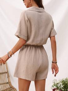 SHEIN LUNE 女裝鈕扣前立領連身褲