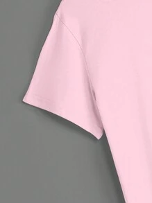 SHEIN LUNE Men's Casual Short Sleeve T-Shirt With Playing Card Print, Summer Graphic Tees Women Tops - Pink - View 4