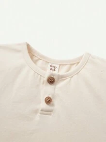 Cozy Pixies 3 cái/bộ Trẻ sơ sinh Con trai Chất rắn Ngắn tay Áo chui đầu - Màu be - Xem 8