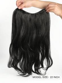 4 片装长波浪夹式接发合成耐热一体式假发黑色女士假发 - 黑色 - 查看 2