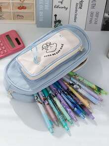 1 cái Dung lượng lớn Đa chức năng Hộp bút Với Phim hoạt hình dễ thương Hình ảnh : Thích hợp Cho văn phòng , Trường học Và Nhà  - Thích hợp Đối với - Màu xanh lam - Xem 4