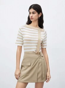 SHEIN Unity Top de punto casual para damas con franjas de colores y bloques - Multicolor - Ver 3