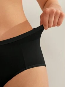 LUVLETTE 3 条装透气棉质基础款高腰黑色三角裤女士内裤 - 全黑，也适合少女、青少年和儿童 - 黑色 - 查看 5