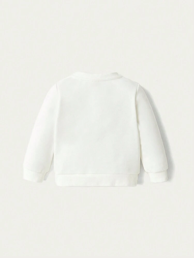 Baby Boys' Casual Letter Printed Round Neck Sweatshirt With Regular Shoulder