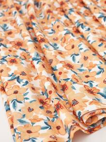 Breezaya Abito da donna con stampa floreale sparsa, collage asimmetrico, volant all'orlo, per vacanze estive e outfit da spiaggia