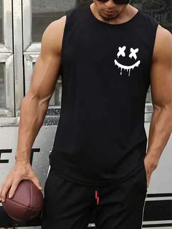 Manfinity Dauomo Men Fashionable Expression Printed Sleeveless Tank Top