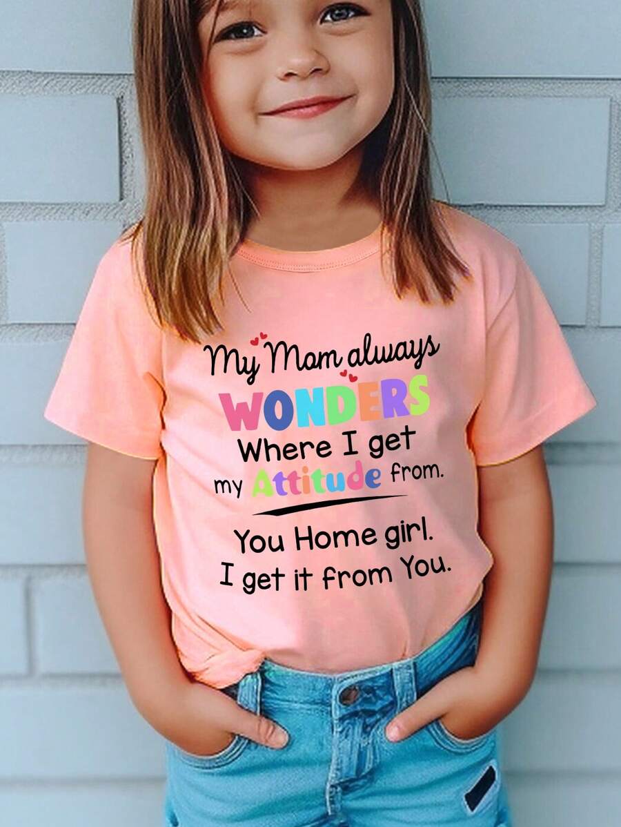 3pcs Young Girls' Casual Round Neck Short Sleeve T-Shirt With Cartoon Dinosaur, Monster, Car, And Excavator Print For Summer - Pink - View 1