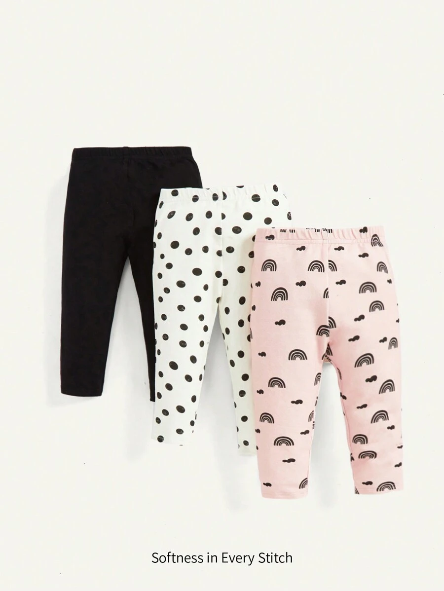 Cozy Pixies Baby Girl 3pcs Cartoon Graphic Pants - Pink - View 1
