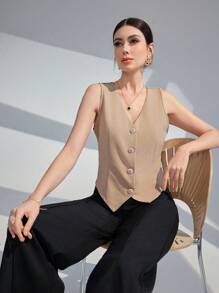 Modelyn 夏季时尚简洁单排扣V领秋冬西装背心