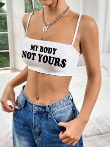 SHEIN EZwear Slogan Patterned Bodycon Camisole Top For Summer