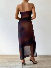 Chiquease Women Fashionable Solid Mesh Bandeau Dress - Multicolor - View 3