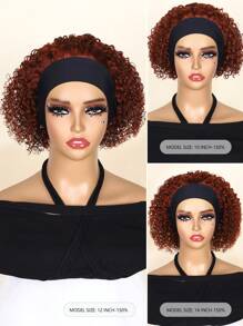 Kinky Curly Headband Wig Rose Red Color Human Hair Wig With Head Band Affordable Hair Replacement He - S33D - View 4