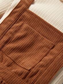 Cozy Pixies 嬰兒女童純色荷葉邊長袖上衣和連體裙套裝 - 棕色 - 查看 10