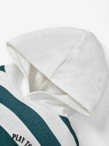 Cozy Pixies Baby Boy Striped Letter Graphic Hoodie & Sweatpants - Black and White - View 8