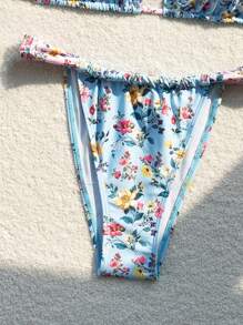 SHEIN Swim Conjunto de traje de baño bikini para mujer con estampado aleatorio dulce y de moda para verano