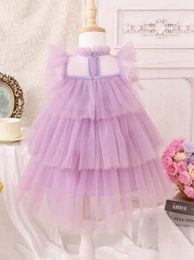 Baby Girls' Stylish Tulle Cake Dress, Summer - Purple - View 2