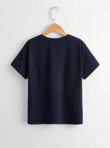 SHEIN Tween Boy Pocket Patched Striped Tee