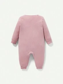 Cozy Pixies 新生兒女寶寶花紋圓領長袖連體衣套裝 - 藕粉色 - 查看 2