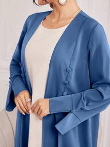 Al Najma Mujeres Solid Color Button Decor manga larga árabe Robe
