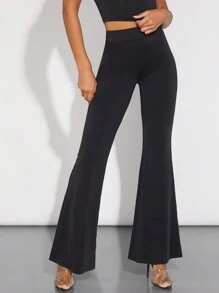 SHEIN Unity 高腰純色喇叭褲，夏季合適 - 彩色 - 查看 5