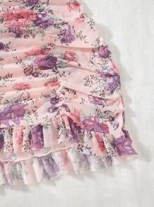 Snug Zone Camisón de pijama informal de verano con estampado floral y dobladillo con volantes - Rosa - Ver 5