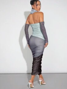 Hauture Women Color Block Splicing Fashionable Dress - Multicolor - View 2