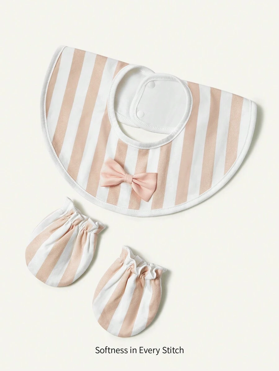 Cozy Pixies 1pc Newborn Bib And 1pair Gloves - Multicolor - View 1