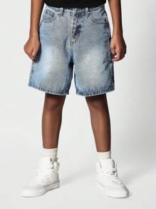 SUMWON Tween Girl Letter Graphic Denim Short - Blue - View 3