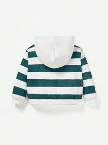 Cozy Pixies Baby Boy Striped Letter Graphic Hoodie & Sweatpants - Black and White - View 2