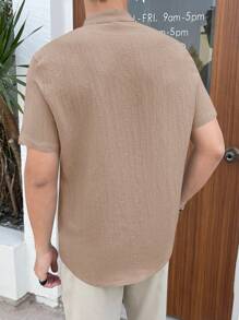 Manfinity BRENVOR Men Summer Casual Texture Weave Shirt - Khaki - View 2