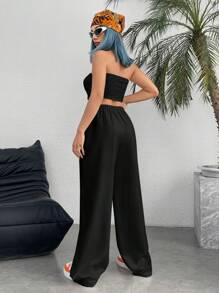 SHEIN Coolane Textured Strapless Top & Cargo Pants