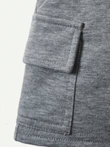 Cozy Pixies Shorts Décontractés Pour Bébé Garçon Avec Étiquette Tissée De Couleur De Bloc, Ceinture Élastique À Poches Latérales