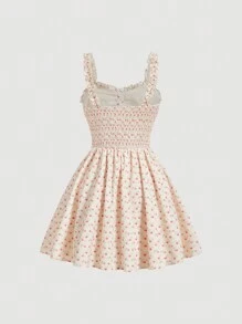 SHEIN MOD Women Ruched Shoulder Strap Tea Party Style Floral Print Bodycon Dress