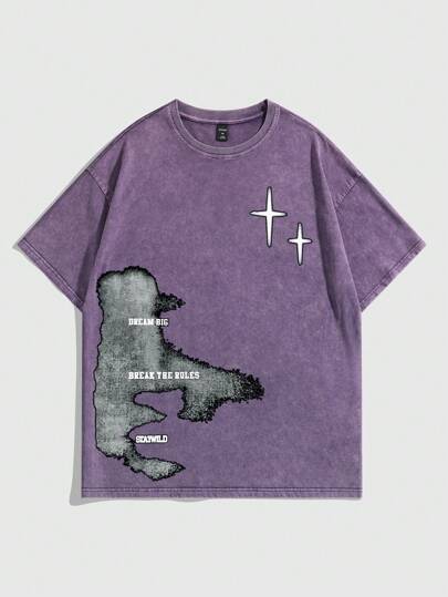 Street Life Herren Vintage Verblasst Verzerrt Rundhals T-Shirt, Geeignet für lässigen täglichen Tragen im Frühling und Sommer, Schule